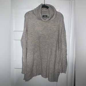 Express soft light tan cowl-neck turtleneck‎ oversized sweater size medium